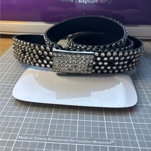 Ladies Kippy Austrian crystal black and silver belt